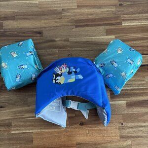 Bluey Cartoon SwimWays Child Life Jacket Swim Trainer Vest 33-55lb Pool Summer